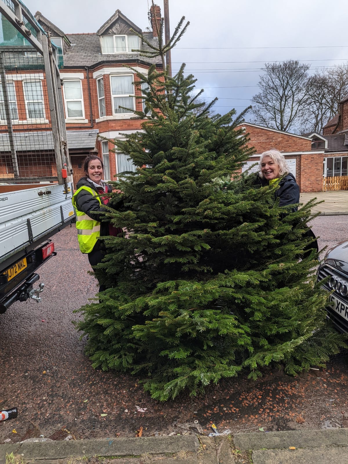 Lovely people to help us with our Christmas tree collections once again